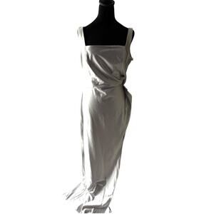 David’s Bridal Silver Cinched Side Gown NWT Size 14 – Bridal, Party, Holiday